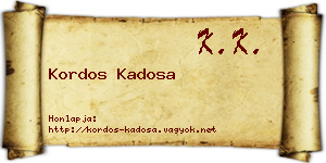 Kordos Kadosa névjegykártya